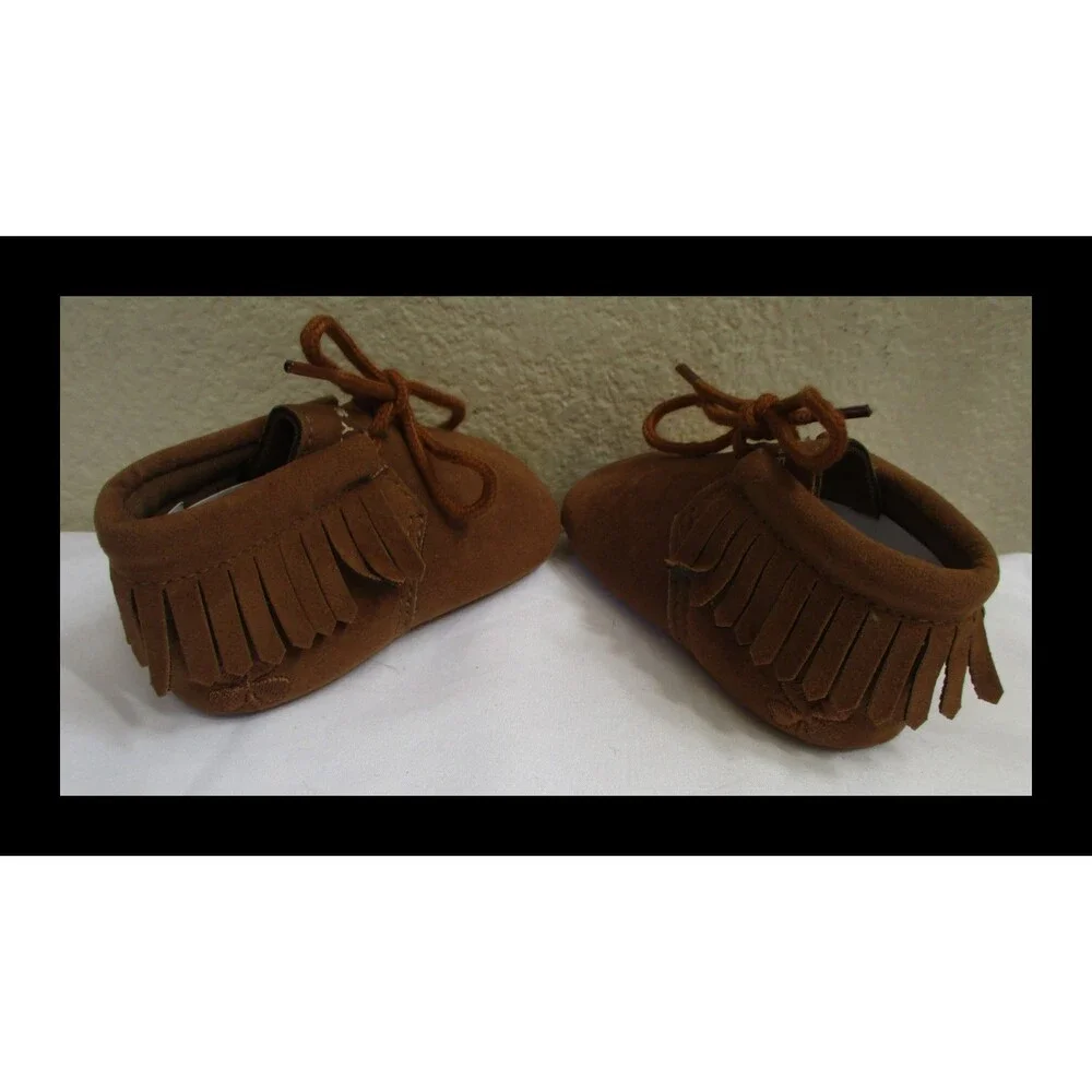 Lucky Brand Baby Mocassins Fringed Tie Up Laces Size 2 NEW